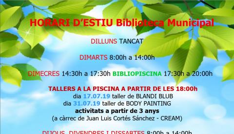 Horari d'estiu de la Biblioteca Municipal