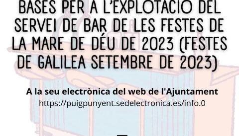 CARTELL BASES EXPLOTACIÓ SERVEI DE BAR FESTES GALILEA